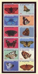 St. Martin Scott #22 MNH BLOCK of 12 Butterflies Insects FAUNA CV$30+ 427627