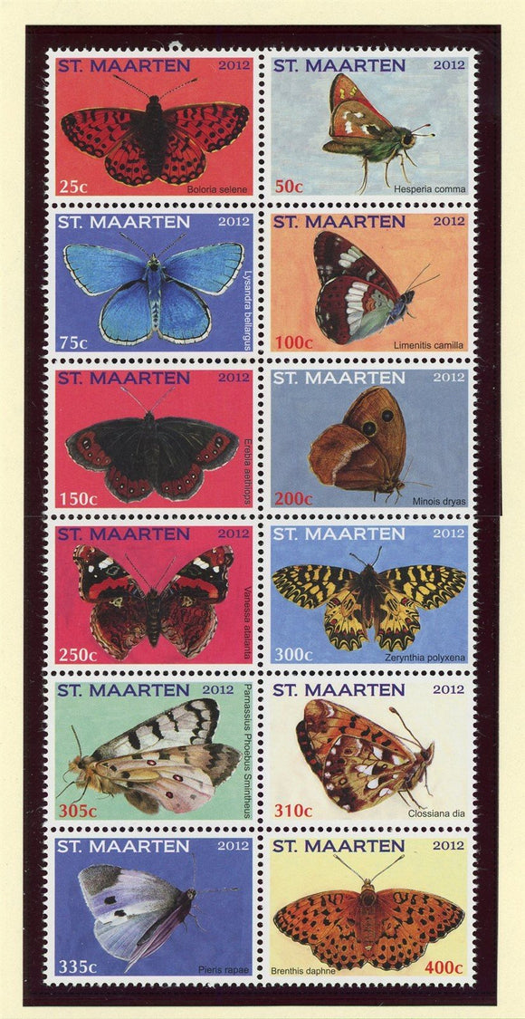 St. Martin Scott #22 MNH BLOCK of 12 Butterflies Insects FAUNA CV$30+ 427627