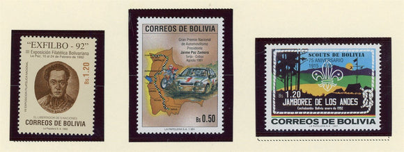 Bolivia Scott #835A//837 MNH 1991-1992 Issues Maps Scouts Bolivar CV$8+ 429936