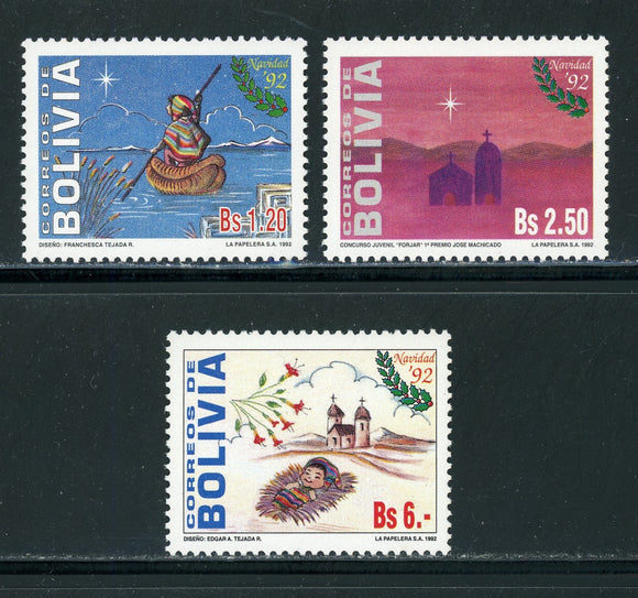Bolivia Scott #865A-865C MNH Christmas 1992 Navidad CV$14+ 429945