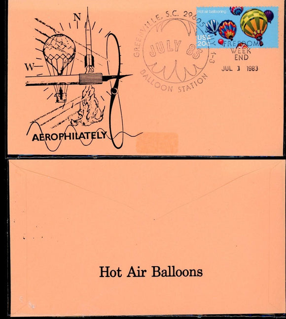 Hot Air Balloon Themed COVER Greenville SC Balloon Station '83 OS #4 $$ 430069