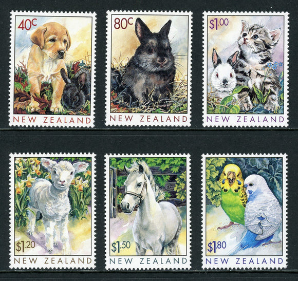 New Zealand Scott #1573-1578 MNH Pets FAUNA Horses Dogs Birds Cats CV$8+ 430093
