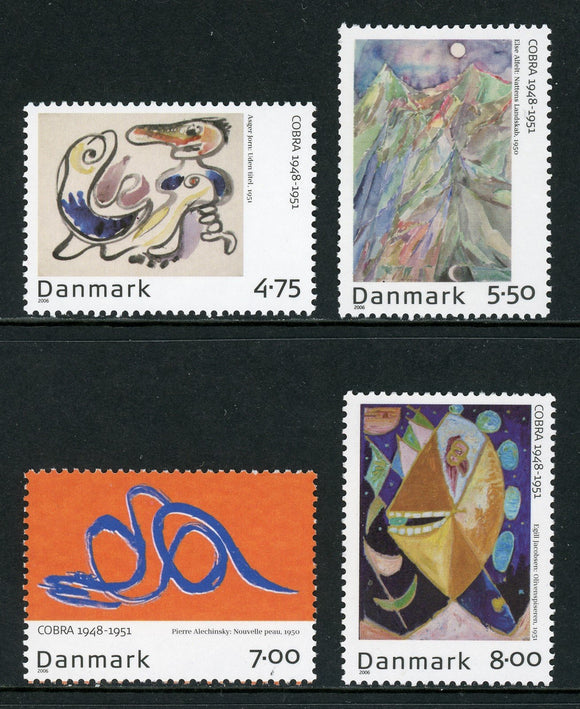 Denmark Scott #1367-1370 MNH Paintings by COBRA Artists ART CV$9+ 430094