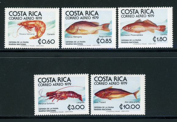 Costa Rica Scott #C742-C746 MNH Fish Marine Life FAUNA CV$9+ 430121
