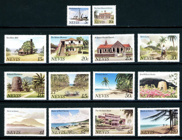 Nevis Scott #121-134 MNH 1981 Definitives Landmarks Scenes Nature CV$7+ 430282