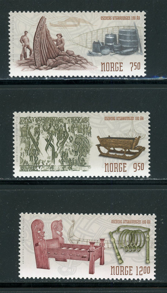 Norway Scott #1411-1413 MNH Oseberg Excavations CV$8+ 430316