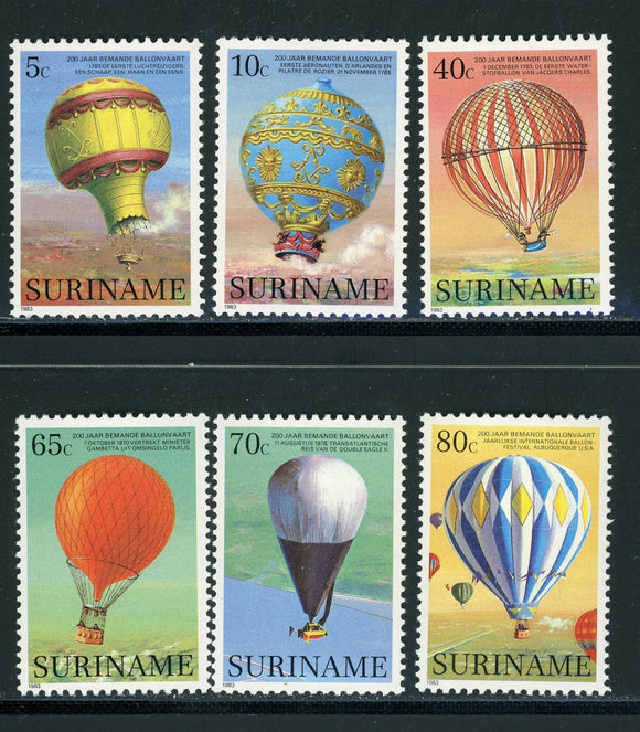 Surinam Scott #655-660 MNH Manned Ballooning 200th ANN CV$5+ 430327