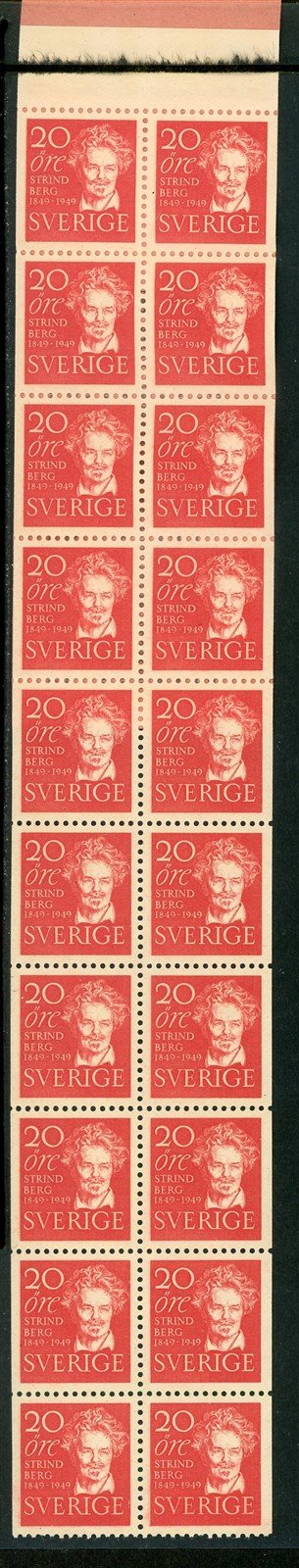 Sweden Scott #407a MNH BOOKLET of 20 August Strindberg CV$16+ 430334