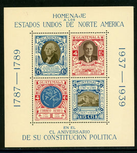 Guatemala Scott #C92 MNH S/S U.S. Constitution FDR CV$8+ 430374