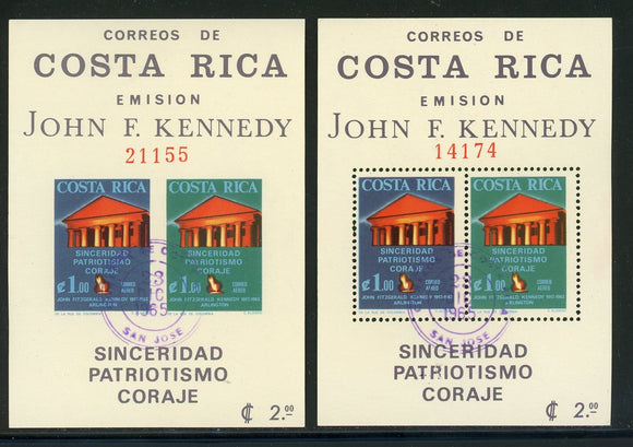 Costa Rica Scott #C420a-1 MH FIRST DAY CANCEL JFK Souvenir Sheets $$ 430394