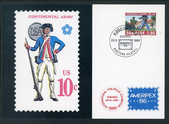 Denmark Scott #792 SHOWCARD AMERIPEX '86 Stamp EXPO $$ 430403