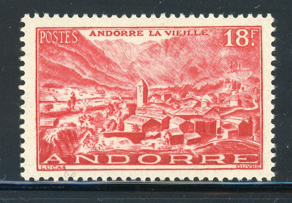 ANDORRA ANDORRE (French) MLH: Scott #122 18Fr Rose Red CV$30+