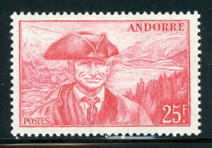 ANDORRA ANDORRE (French) MLH: Scott #102 25Fr Rose Red CV$5+