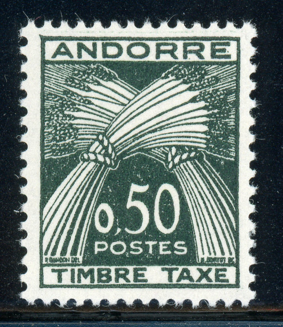 ANDORRA ANDORRE (French) MLH: Scott #J45 50c Slate DUE 1961 CV$24+