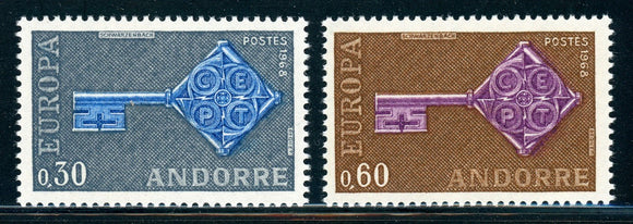 ANDORRA ANDORRE (French) MNH: Scott #182-183 EUROPA CEPT 1968 CV$16+