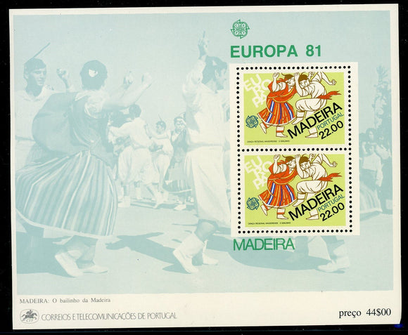 Madeira Scott #74a MNH S/S Europa 1981 $$ 434903
