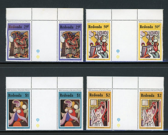 Redonda OS #119 MNH GUTTER PAIRS Birth of Picasso ANN $$ 434929