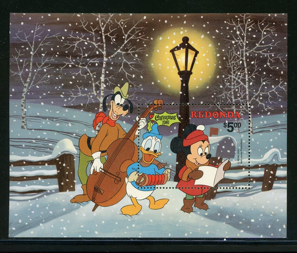 Redonda MNH S/S Disney Characters Christmas 1981 $$ 434933