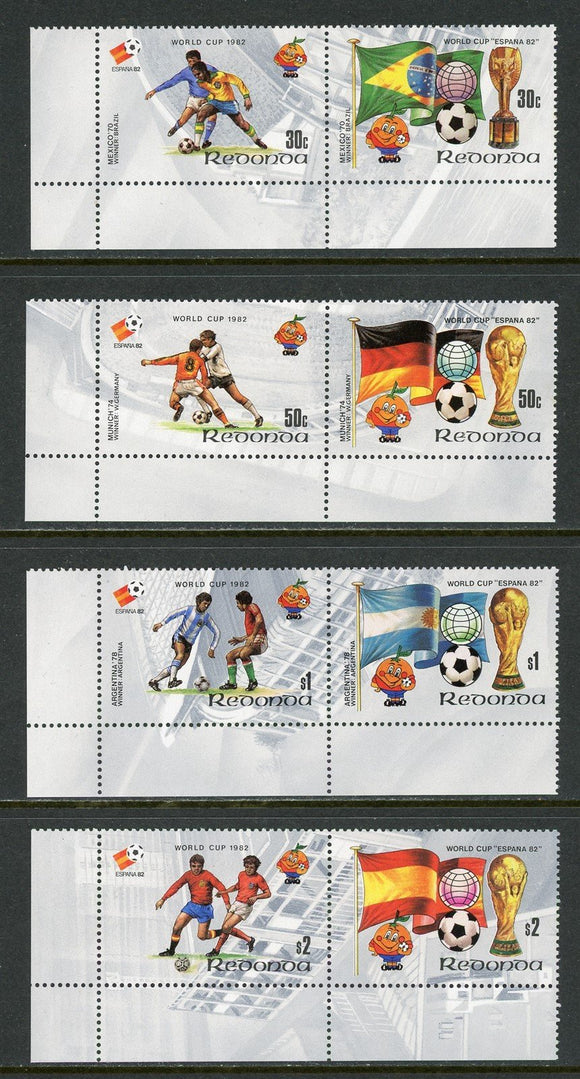 Redonda OS #84 MNH PAIRS WORLD CUP 1982 Spain Soccer Football $$ 434945
