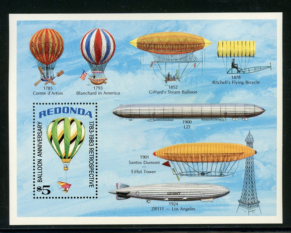Redonda MNH S/S Ballooning ANN AVIATION $$ 434951