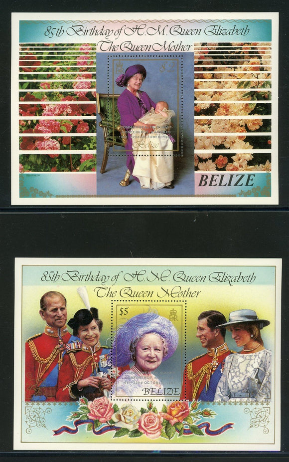Belize Scott #775-776 MNH S/S Commonwealth Summit on Queen Mother CV$8+ 435049
