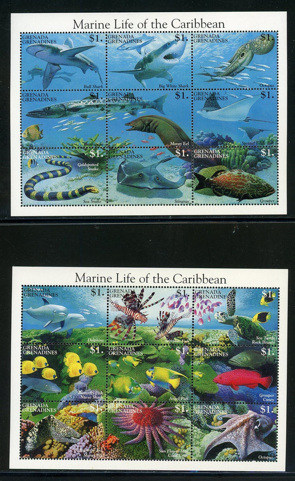 Grenada Grenadines Scott #1728-1729 MNH SHEETS Marine Life Fish CV$18+ 435057