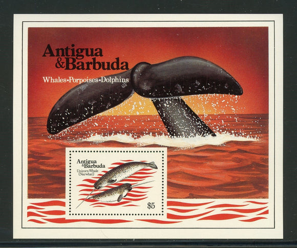 Antigua Scott #707 MNH S/S Whales and Porpoises CV$8+ 435083
