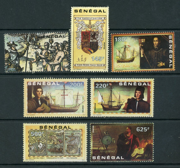 Senegal Scott #932-938 MNH Christopher Columbus Ships Arms CV$17+ 435094