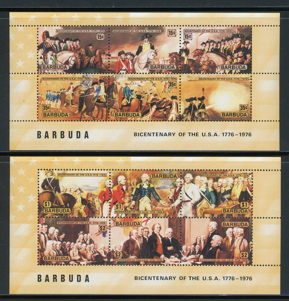 Barbuda Scott #245a//247d MNH S/S U.S. Bicentennial $$ 435097