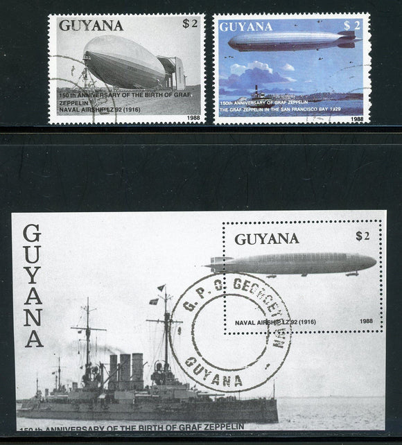 Guyana Scott #2007A-2009 USED Zeppelin Birth ANN CV$17+ 435180