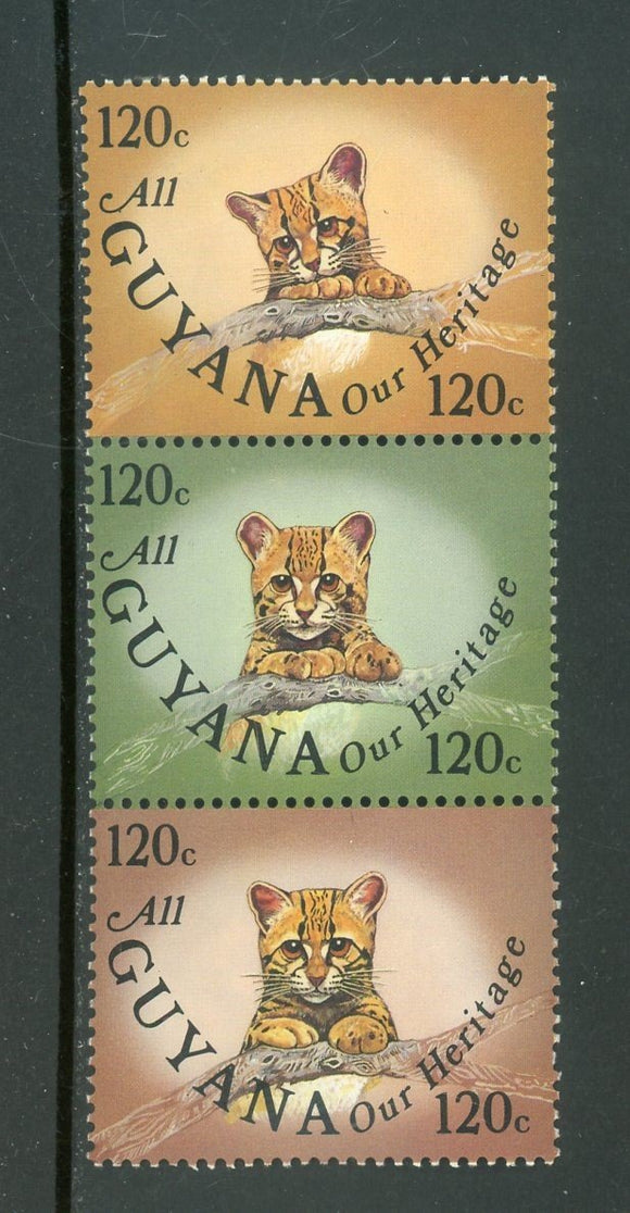 Guyana Scott #929 MNH STRIP Our Heritage Cat $$ 435184