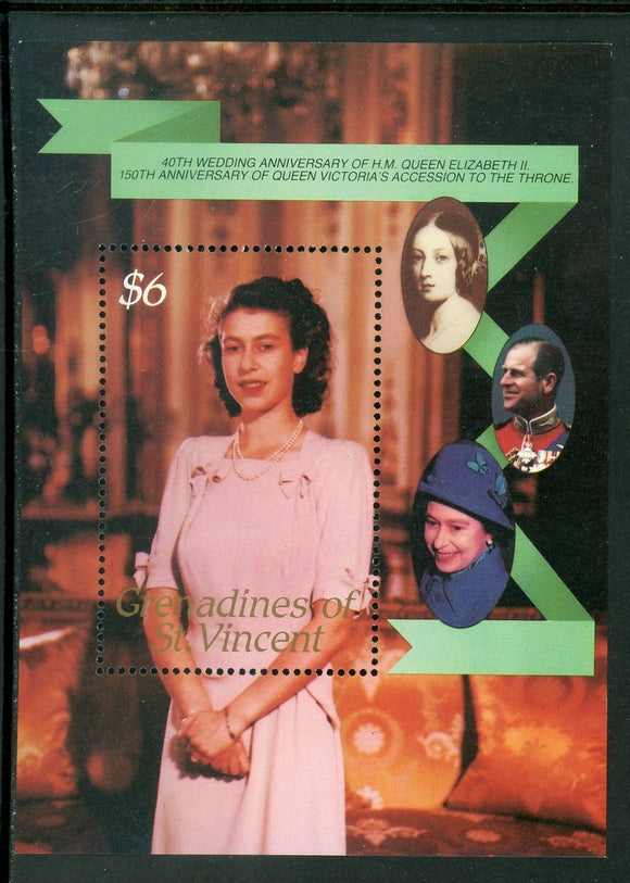 St. Vincent Grenadines Scott #573 MNH S/S Queen Elizabeth Wedding ANN $$ 435192