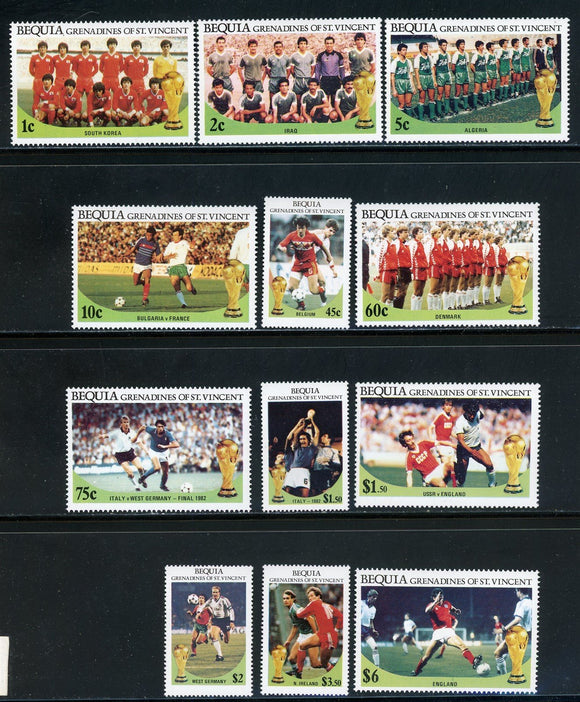 SVG Bequia Scott #218-229 MNH WORLD CUP 1986 Mexico Soccer Football CV$4+ 435214