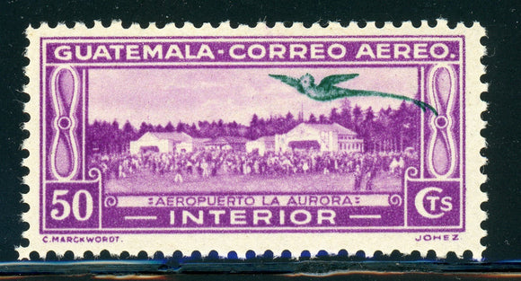 Guatemala MNH Air Post Quetzal: Scott #C43 50c Violet INTERIOR CV$40+