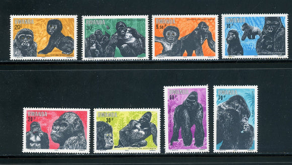 Rwanda Scott #1158-1165 MNH Gorillas FAUNA CV$9+ 439205