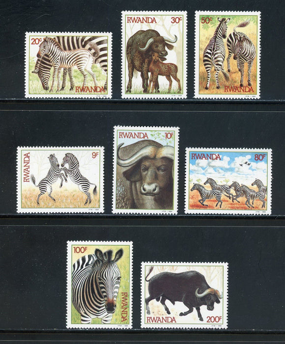 Rwanda Scott #1199-1206 MNH Zebras and Buffaloes FAUNA CV$13+ 439207