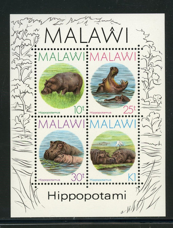 Malawi Scott #505a MNH S/S Hippopotami FAUNA CV$19+ 439220