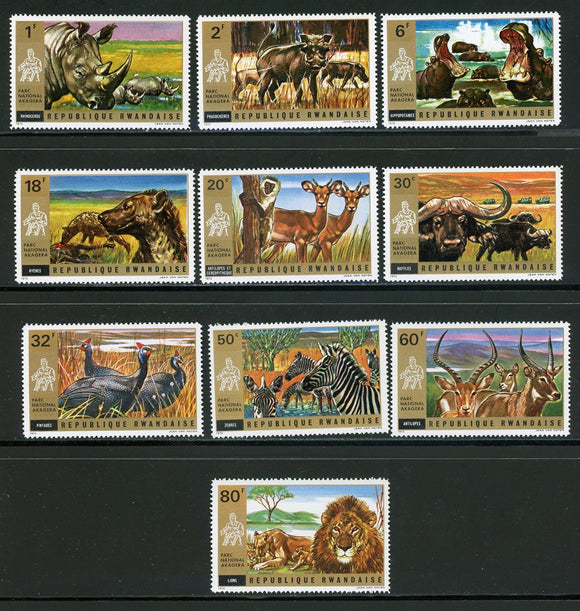 Rwanda Scott #444-453 MNH Akagera National Park FAUNA Animals CV$12+ 439254