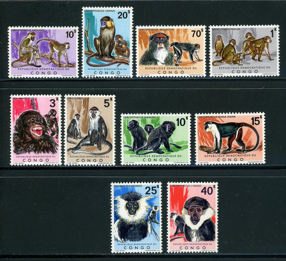 Congo Dem Republic Scott #735-744 MNH Primates Animals FAUNA CV$89+ 439269
