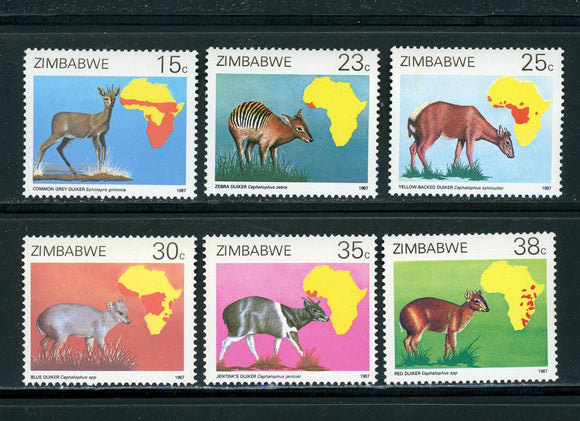 Zimbabwe Scott #550-555 MNH Duikers FAUNA Animals CV$5+ 439279
