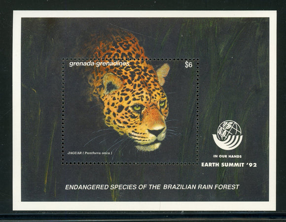 Grenada Grenadines Scott #1500 MNH S/S Jaguar Earth Summit FAUNA CV$4+ 439285