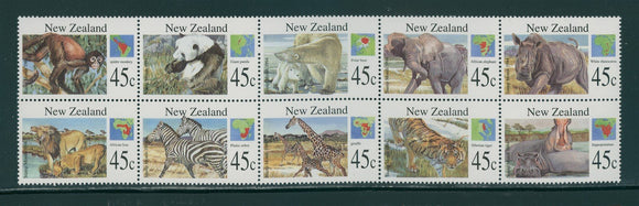 New Zealand Scott #1236a MNH BLOCK of 10 Wild Animals FAUNA CV$10+ 439317