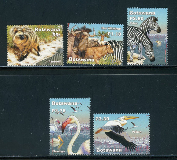 Botswana Scott #761-765 MNH Wetlands FAUNA Birds Zebra Animals CV$6+ 439318