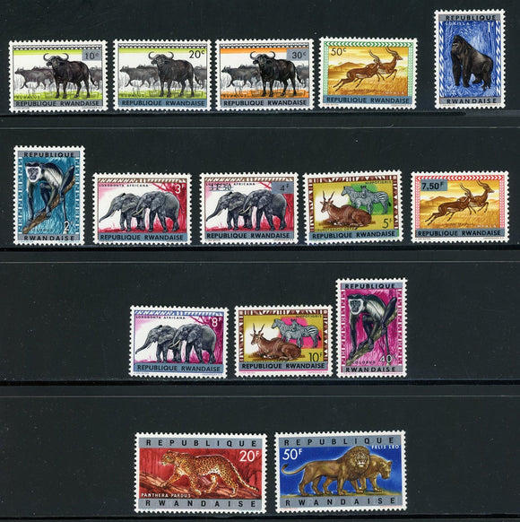 Rwanda Scott #55-69 MNH African Animals FAUNA CV$21+ 439335