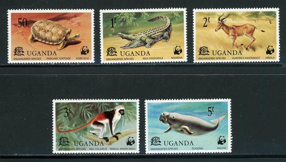 Uganda Scott #176-180 MNH WWF Endangered Species Animals FAUNA CV$9+ 439344