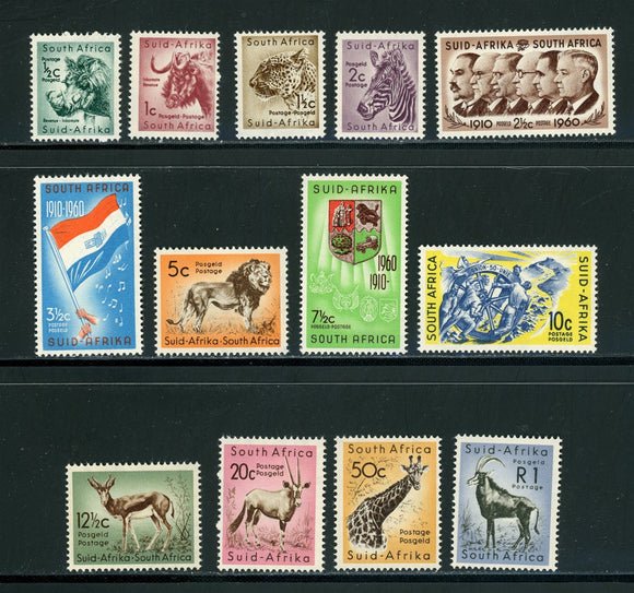 South Africa Scott #241-253 MNH 1961 Animals FAUNA Flag CV$22+ 439354