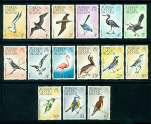 Turks & Caicos Scott #265-279 MLH 1973 Birds FAUNA CV$35+ 439387