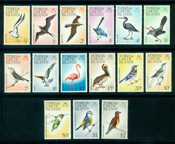 Turks & Caicos Scott #265-279 MLH 1973 Birds FAUNA CV$35+ 439387