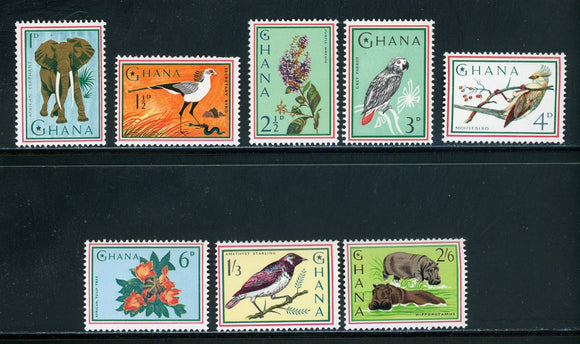 Ghana Scott #192-199 MNH Animals Birds FAUNA CV$6+ 439399