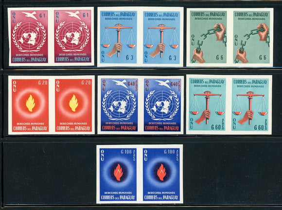 PARAGUAY MNH: Scott #565//C271 Human Rights Issue IMPERF PAIRS $$$